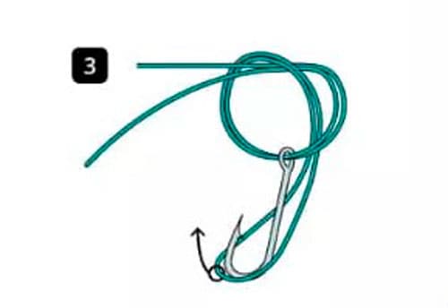 Étape 3. Passez la boucle qui dépasse du nœud par-dessus l’hameçon ou le leurre.